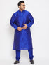 Vastramay Men's Plus Size Blue Silk Blend Kurta Pyjama Set